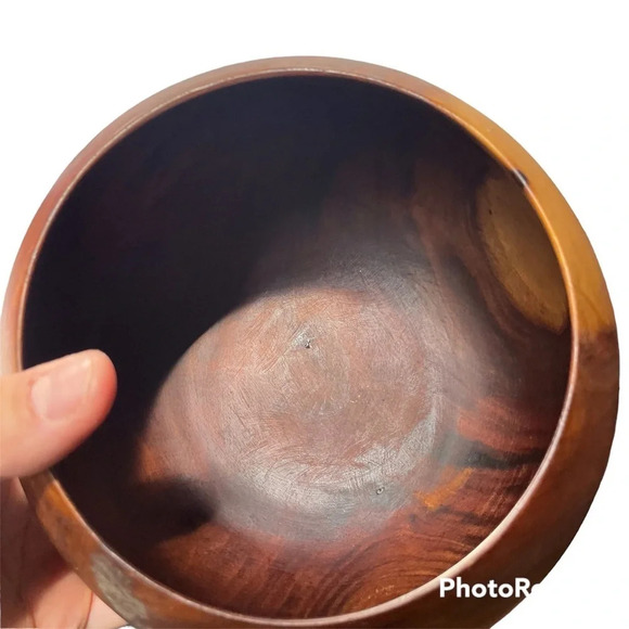 Vintage handmade Hawaiian milo tree wood hand turned bowl signed 1987 - Picture 4 of 8